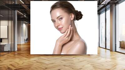 Beauty skin care woman natural makeup female model closeup  Wall mural