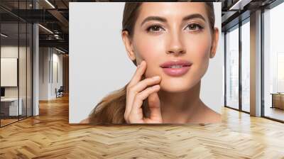 Beauty woman face healthy skin beautiful eyes close up  Wall mural