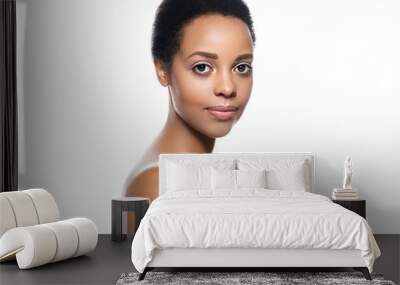 Black skin beauty woman clean healthy skin isolated on white Wall mural