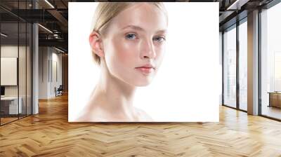 closeup woman face with healthy skin beauty eyes and lips blonde beautiful girl Wall mural