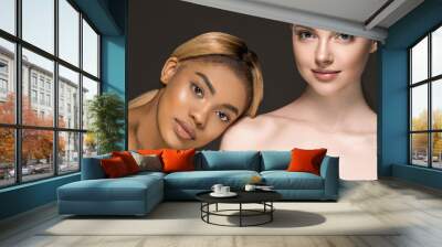 Ethnic beauty women face closeup healthy beautiful natural female protrait Wall mural