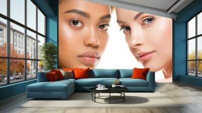 Ethnic beauty women face closeup healthy beautiful natural female protrait Wall mural