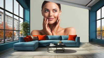 Healthy nails skin hair Woman beauty face healthy skin natural make up  Wall mural