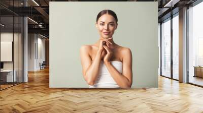 Healthy skin woman natural make up beauty face closeup Wall mural