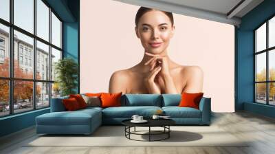 Healthy skin woman natural make up beauty face closeup Wall mural