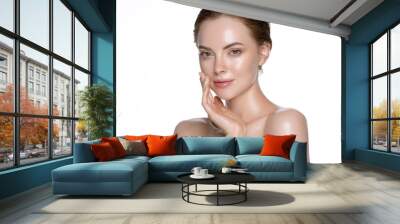 Skin care woman face with healthy beauty skin face closeup cosmetic age concept Wall mural