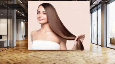 Smooth long hair woman beauty portrait Wall mural