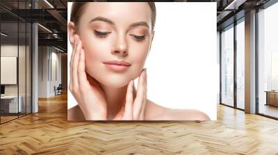 Woman beautifl face closeup with healthy skin and beauty lips and eyes Wall mural