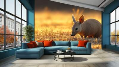 Aardvark in a field early morning light on an African savanna Wall mural