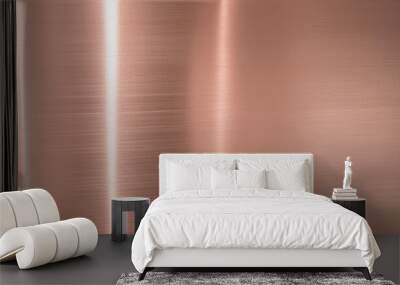 Aluminum texture background with rose gold metal surface and reflection; horizontal Wall mural