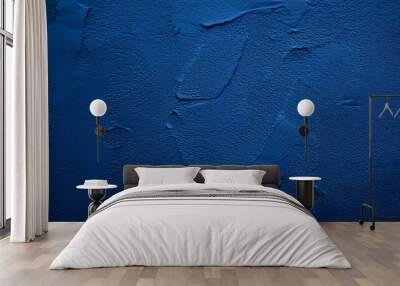 Background - grain texture blue paint wall. Beautiful abstract grunge decorative navy blue dark wallpaper. Wall mural