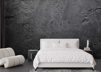 Black stone background with copy space for header design. Texture of concrete wall surface Wall mural