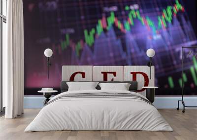 CFD - acronym from wooden blocks with letters, Contract For Difference. Financial market concept Wall mural