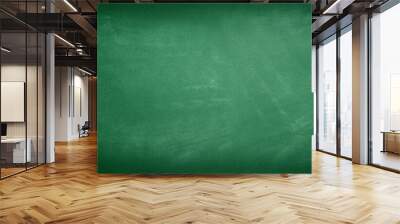 Chalk rubbed out school green chalkboard texture background, empty dark space for text Wall mural