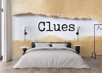 Clues on brown torn paper Wall mural