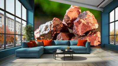 Copper ore, macro photography, ore extraction mine, metal used in the production of conductive material Wall mural