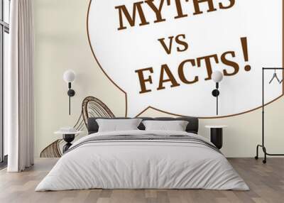 Myths vs facts speech bubble. Loudspeaker. Banner for business, marketing and advertising. Vector illustration. Wall mural