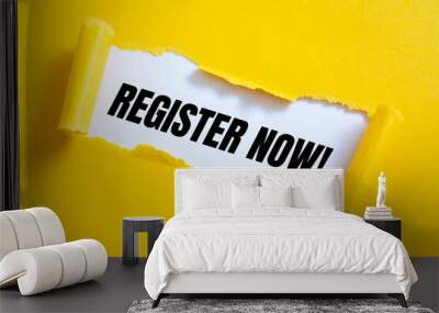 Text sign showing Register Now. Wall mural