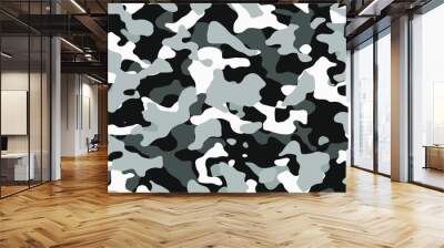 texture military camouflage repeats seamless army black white hunting Wall mural