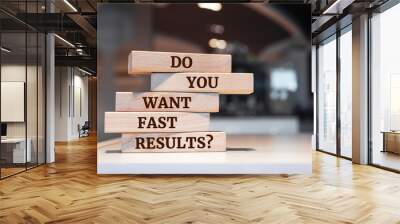 Wooden blocks with words 'Do you Want Fast Results?'. Wall mural