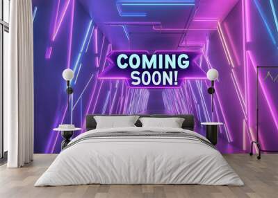 neon style coming soon futuric neon background design Wall mural