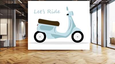 scooter ride isolated on white  Wall mural