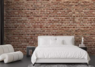 Brick texture. Panoramic background of wide old red brick wall texture. Home or office design backdrop Wall mural