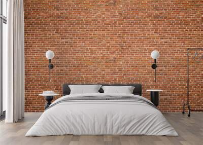 Brick wall. Old vintage brick wall pattern. Red brick wall panoramic background. Wall mural