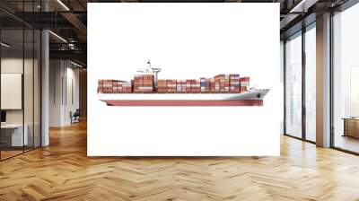 Container Cargo ship isolated on white background, shipping and Logistic concept. PNG. Generative AI Wall mural