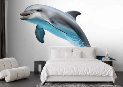 Cute dolphin jumping isolated on white background. PNG. Generative AI Wall mural