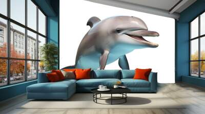 Cute dolphin jumping isolated on white background. PNG. Generative AI Wall mural