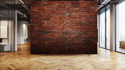 Old red brick wall background, wide panorama of masonry. Generative AI Wall mural