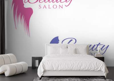  Conceptual logo silhouette of a woman with hair. Template desig Wall mural