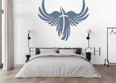 Christian concept,bird and cross Wall mural