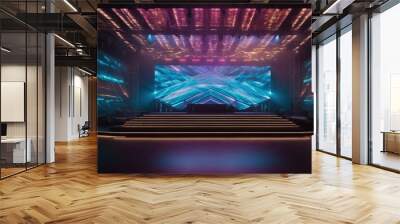 led panels stage with holographic displays mock-up Wall mural