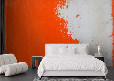 iron surface is covered with orange and grey color remnants of old paint, texture background Wall mural