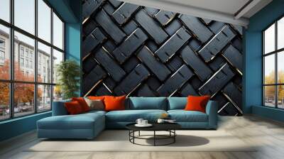 Carbon steel metal pattern vector Dark background Wall mural