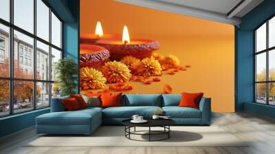 Diwali concept background with big copy space, indian concept, Wall mural