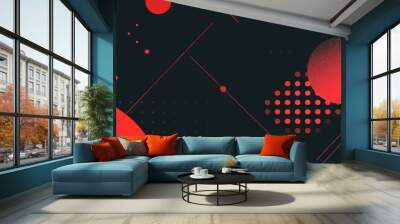 minimalistic engaging vector background with a modern, abstract geometric design in black and red Wall mural