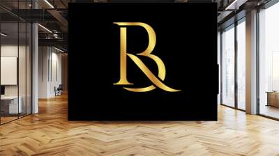 Initial letter RB, BR B R modern elegant monogram logo, luxury golden color, simple icon unique logo Wall mural