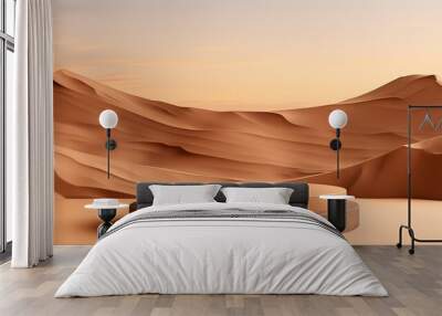 3d rendered wooden empty display podium Minimal scene for product display presentation desert concept Wall mural