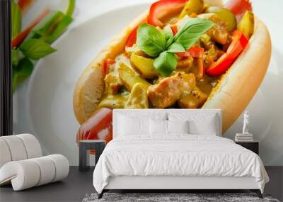 hot dog with vegetables Wall mural