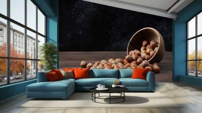 Nuts in wood bowl Wall mural