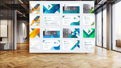 vector creative business card template with triangles, squares, round, waves for business, technolog Wall mural