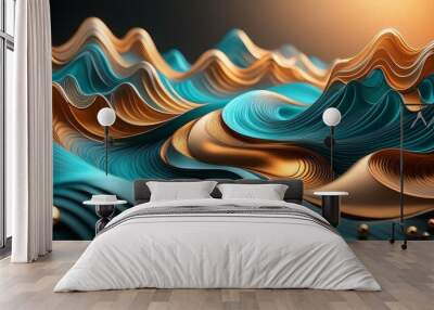 abstract background wave, light, design, wallpaper, blue, illustration Wall mural