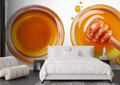 Set honey spill, Sweet honey spill drip isolated Wall mural