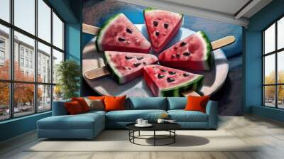 slices of watermelon on a plate fresh fruit healthy for health  Wall mural