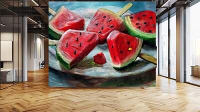 watermelon on a table freshness nutrition summer food healthy for illustration  Wall mural