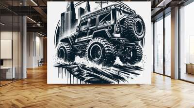 off road car vector Wall mural