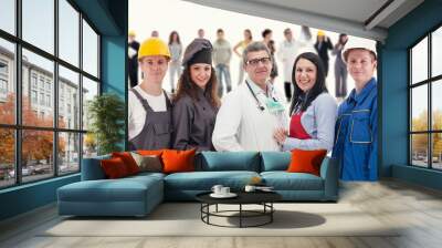 group of industrial workers. isolated on white background Wall mural